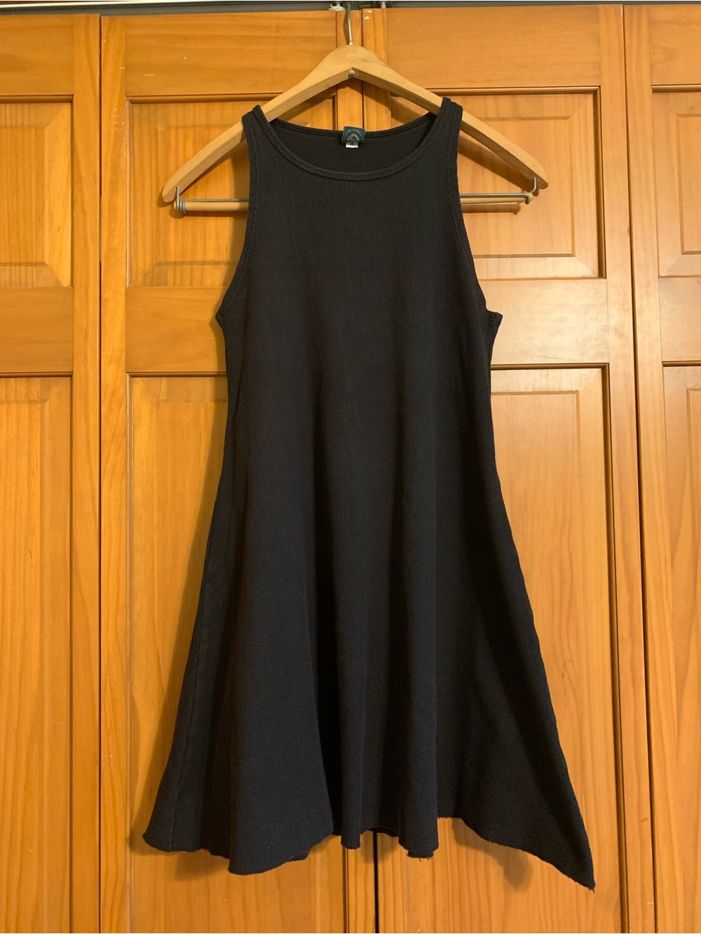 Black Sleeveless A-Line Dress with Flared Hem handmade from Wings Hawaii